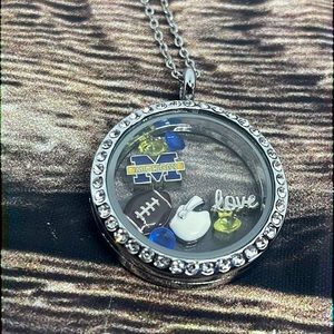 Michigan Wolverines Football Floating Charm Memory Locket NEW